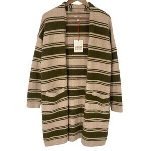 KNOX ROSE NWT Chunky Open Front Long Length Cardigan Sweater Striped XS Bohemian